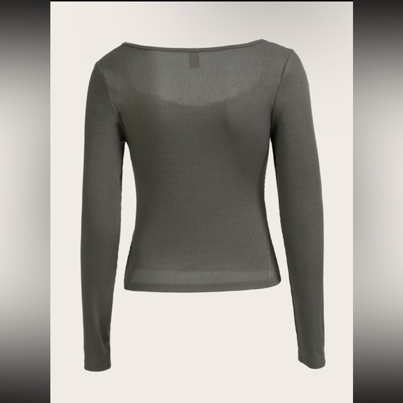 ROMWE Solid Ruched Tee Dark Grey Small - Picture 2 of 4